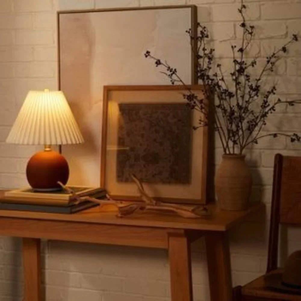 Studio McGee Oval Table Lamp with Pleated Shade (includes bulb) Red -‎ Threshold